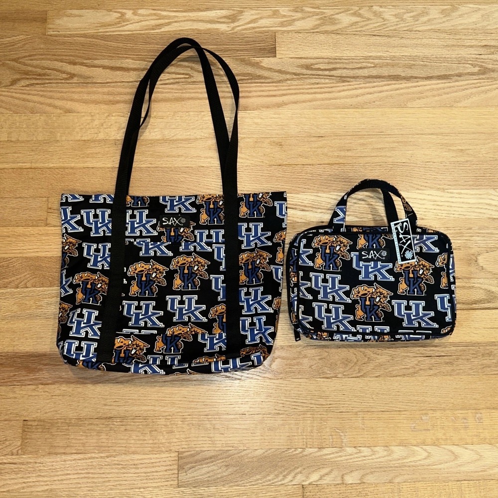 Vintage SAX University Kentucky Wildcats Zip Tote Bag & NWT Waterproof Pouch Set